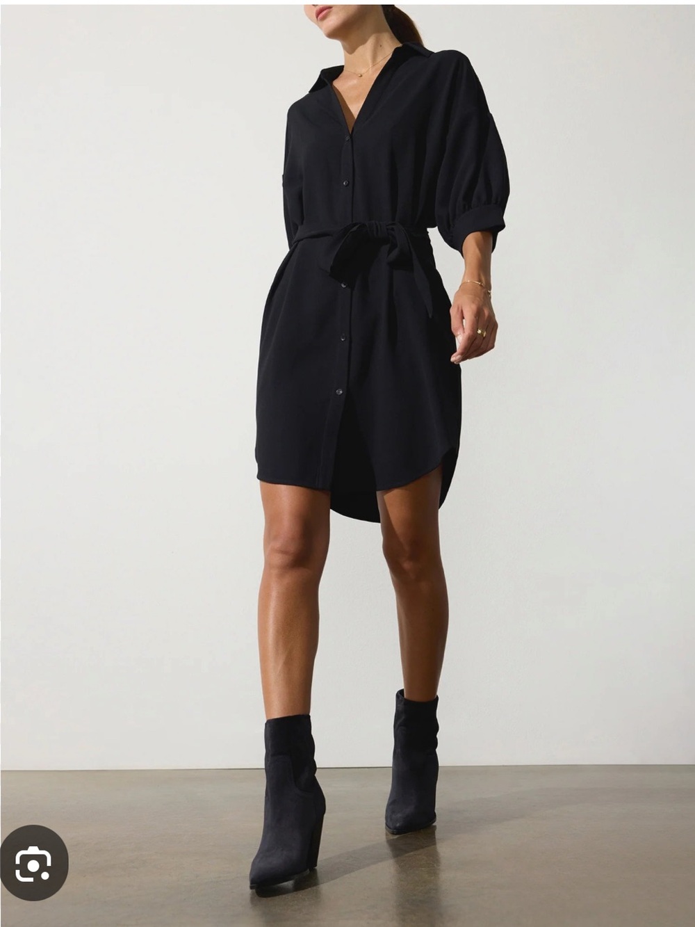 NWT brochu Walker size M Kate crepe belted dress in black onyx